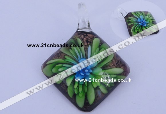 LP63 12*39*50mm diamond inner flower lampwork glass pendants