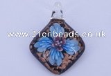 LP64 14*32*53mm diamond inner flower lampwork glass pendants