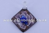 LP65 12*38*48mm diamond inner flower lampwork glass pendants