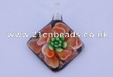 LP66 13*40*50mm diamond inner flower lampwork glass pendants