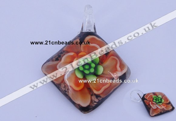 LP66 13*40*50mm diamond inner flower lampwork glass pendants