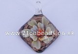 LP67 12*38*48mm diamond inner flower lampwork glass pendants