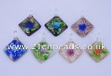 LP70 12*38*48mm diamond inner flower lampwork glass pendants