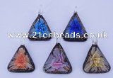 LP73 11*33*47mm triangle inner flower lampwork glass pendants