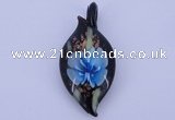 LP84 13*26*58mm leaf inner flower lampwork glass pendants