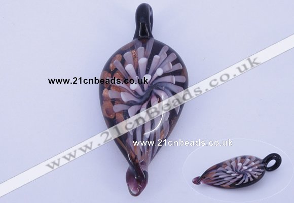 LP91 13*27*60mm leaf inner flower lampwork glass pendants