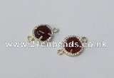 NGC1012 10mm flat round agate gemstone connectors wholesale