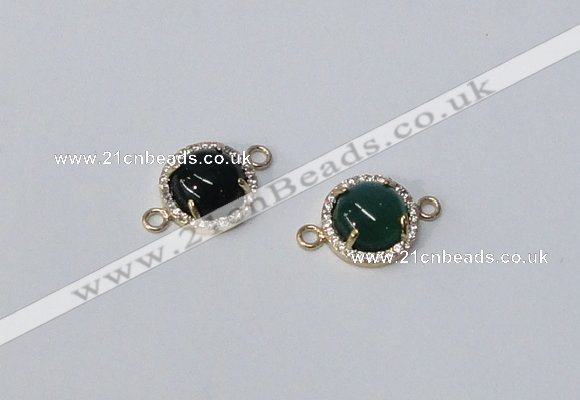 NGC1014 10mm flat round agate gemstone connectors wholesale