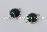 NGC1017 15mm flat round agate gemstone connectors wholesale