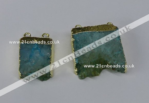 NGC1054 15*25mm – 25*30mm freeform druzy agate connectors wholesale