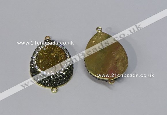 NGC1072 25*35mm teardrop druzy agate connectors wholesale