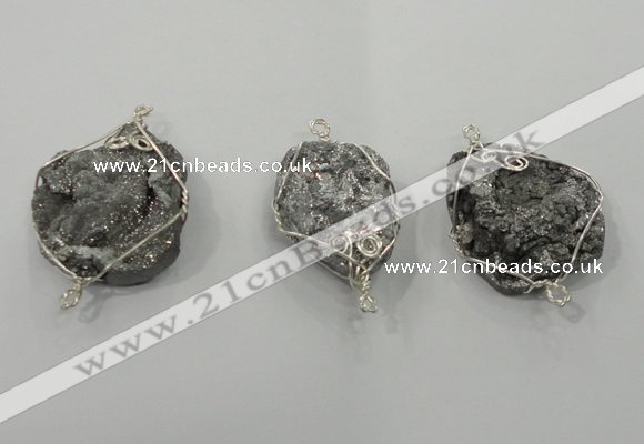 NGC108 25*30mm - 35*40mm freeform druzy agate connectors wholesale