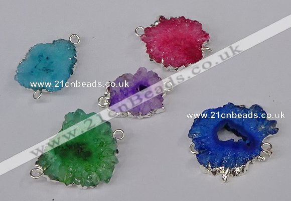 NGC1082 15*20mm - 30*35mm freeform druzy agate connectors wholesale