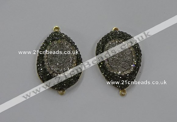 NGC1101 25*35mm teardrop druzy agate connectors wholesale