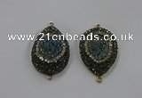 NGC1102 25*35mm teardrop druzy agate connectors wholesale