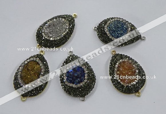 NGC1105 25*35mm teardrop druzy agate connectors wholesale