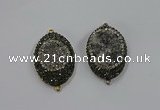 NGC1108 25*35mm oval druzy agate connectors wholesale