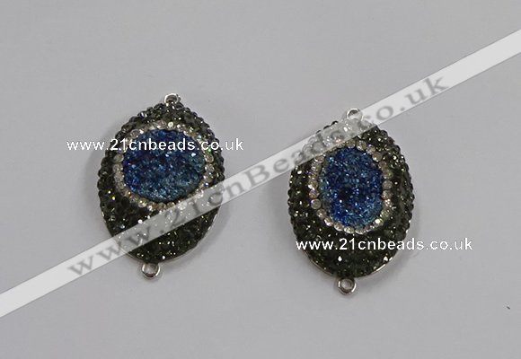 NGC1110 25*35mm oval druzy agate connectors wholesale