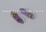 NGC1128 8*40mm - 10*35mm sticks amethyst connectors wholesale