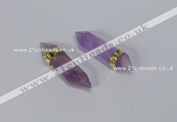 NGC1128 8*40mm - 10*35mm sticks amethyst connectors wholesale