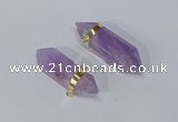 NGC1129 12*40mm - 12*45mm sticks amethyst connectors wholesale