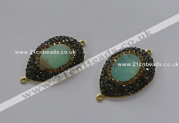 NGC1131 25*35mm teardrop Australia chrysoprase connectors wholesale