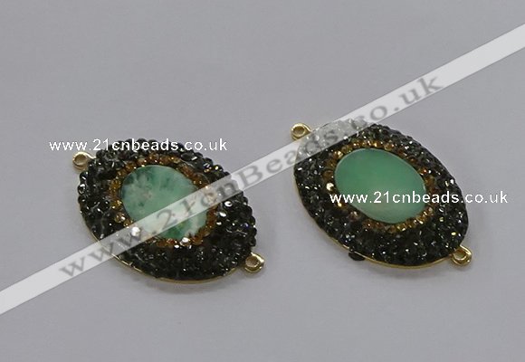 NGC1132 25*35mm oval Australia chrysoprase connectors wholesale