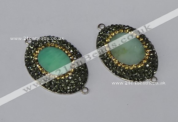 NGC1135 25*35mm oval Australia chrysoprase connectors wholesale