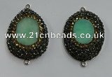 NGC1136 25*35mm freeform Australia chrysoprase connectors wholesale