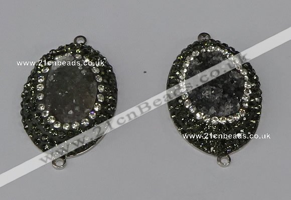 NGC1140 25*35mm oval druzy agate connectors wholesale