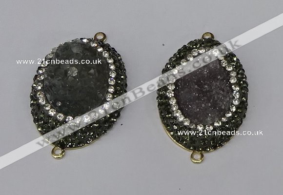 NGC1144 25*35mm oval druzy agate connectors wholesale