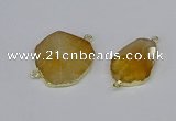 NGC1152 20*30mm - 30*35mm freeform citrine gemstone connectors