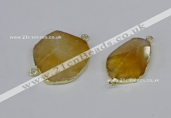 NGC1152 20*30mm - 30*35mm freeform citrine gemstone connectors