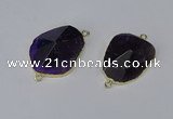 NGC1154 20*30mm - 30*35mm freeform amethyst gemstone connectors