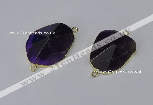 NGC1154 20*30mm - 30*35mm freeform amethyst gemstone connectors