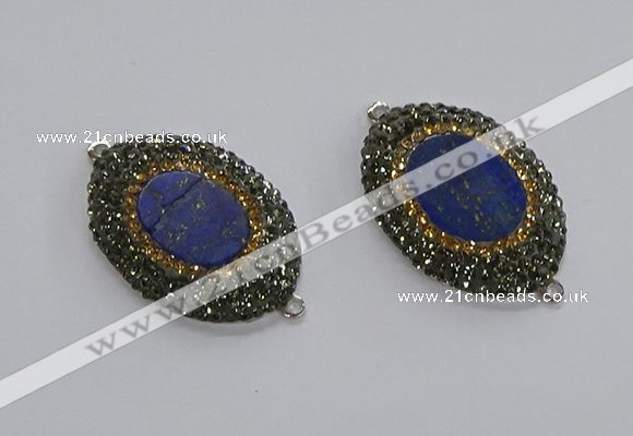 NGC1160 25*35mm oval lapis lazuli gemstone connectors wholesale