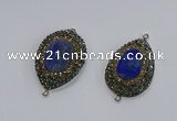 NGC1161 25*35mm teardrop lapis lazuli gemstone connectors wholesale