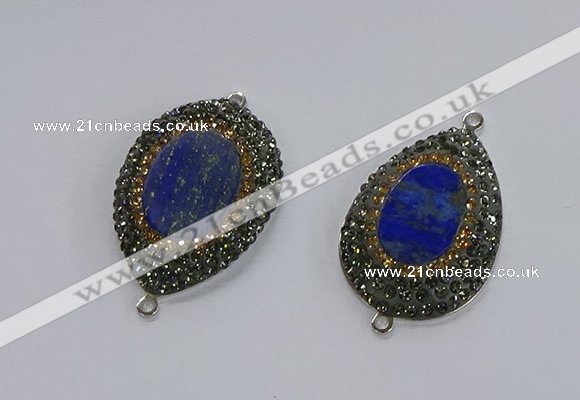 NGC1161 25*35mm teardrop lapis lazuli gemstone connectors wholesale