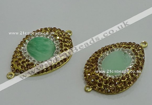 NGC1169 25*35mm teardrop Australia chrysoprase connectors wholesale