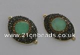 NGC1175 25*35mm oval Australia chrysoprase connectors wholesale