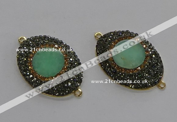 NGC1175 25*35mm oval Australia chrysoprase connectors wholesale