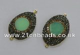 NGC1177 25*35mm freeform Australia chrysoprase connectors wholesale