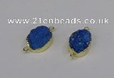 NGC1194 15*20mm oval druzy agate connectors wholesale