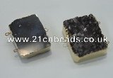 NGC120 30*40mm - 35*45mm rectangle druzy amethyst connectors