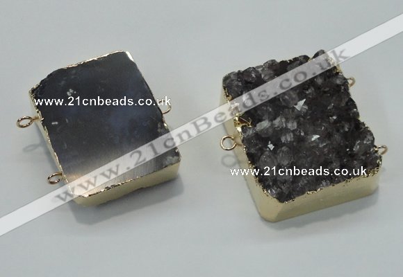 NGC120 30*40mm - 35*45mm rectangle druzy amethyst connectors