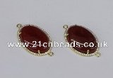 NGC1204 22*30mm oval agate gemstone connectors wholesale