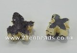 NGC121 20*25mm - 25*35mm butterfly druzy amethyst connectors