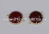 NGC1215 30mm flat round agate gemstone connectors wholesale