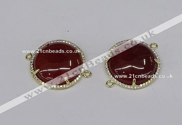 NGC1215 30mm flat round agate gemstone connectors wholesale