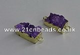 NGC1224 10*14mm - 12*16mm rectangle druzy agate connectors